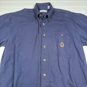 Bugle Boy Company Short Sleeve Button Up Shirt Men's Medium Blue‎ Vintage Used